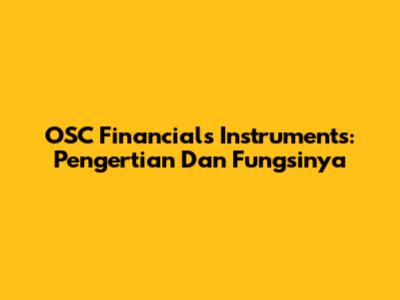 OSC Financials Instruments: Pengertian Dan Fungsinya